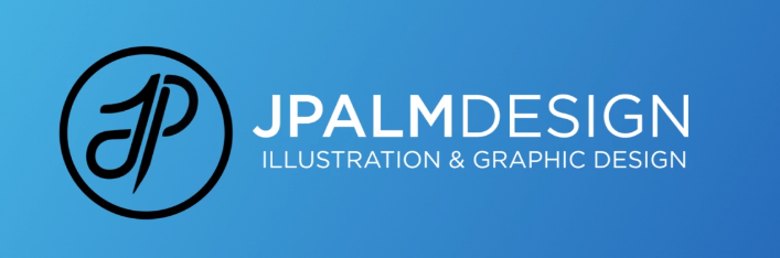 JPALMDESIGN horizontal wordmark lockup with the JP monogram and the tagline Illustration and Graphic Design