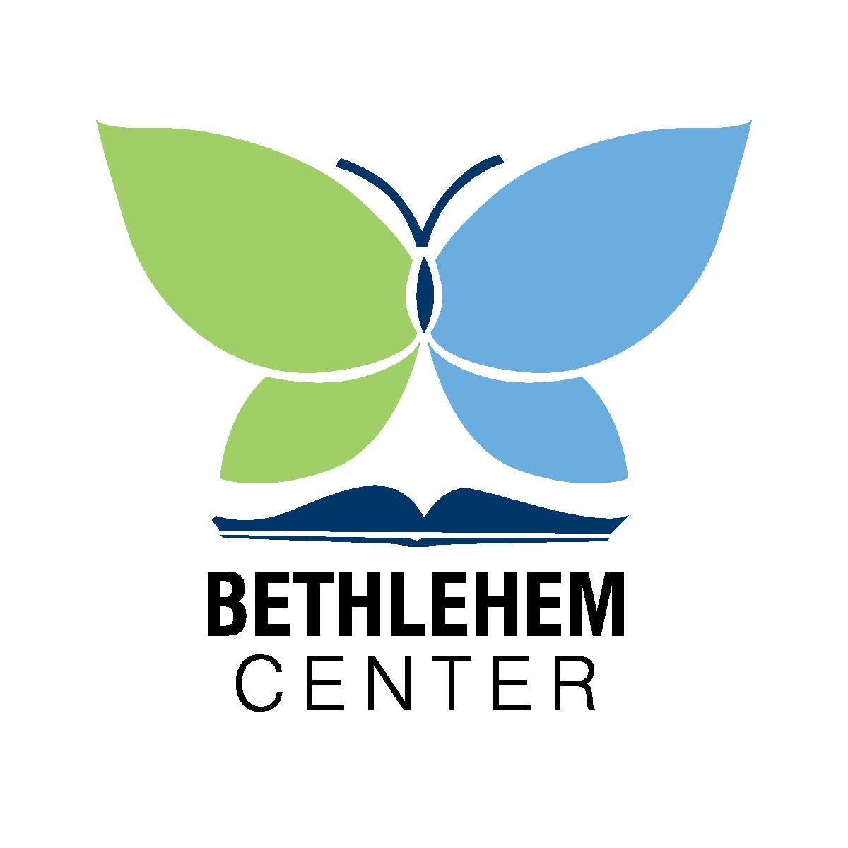 Bethlehem Center logo — a butterfly with green and blue wings rising from an open book