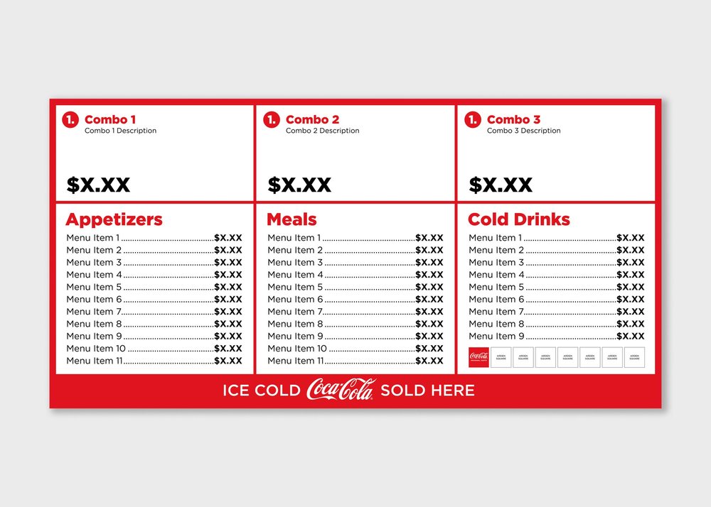 Menu board, 36 × 72 in