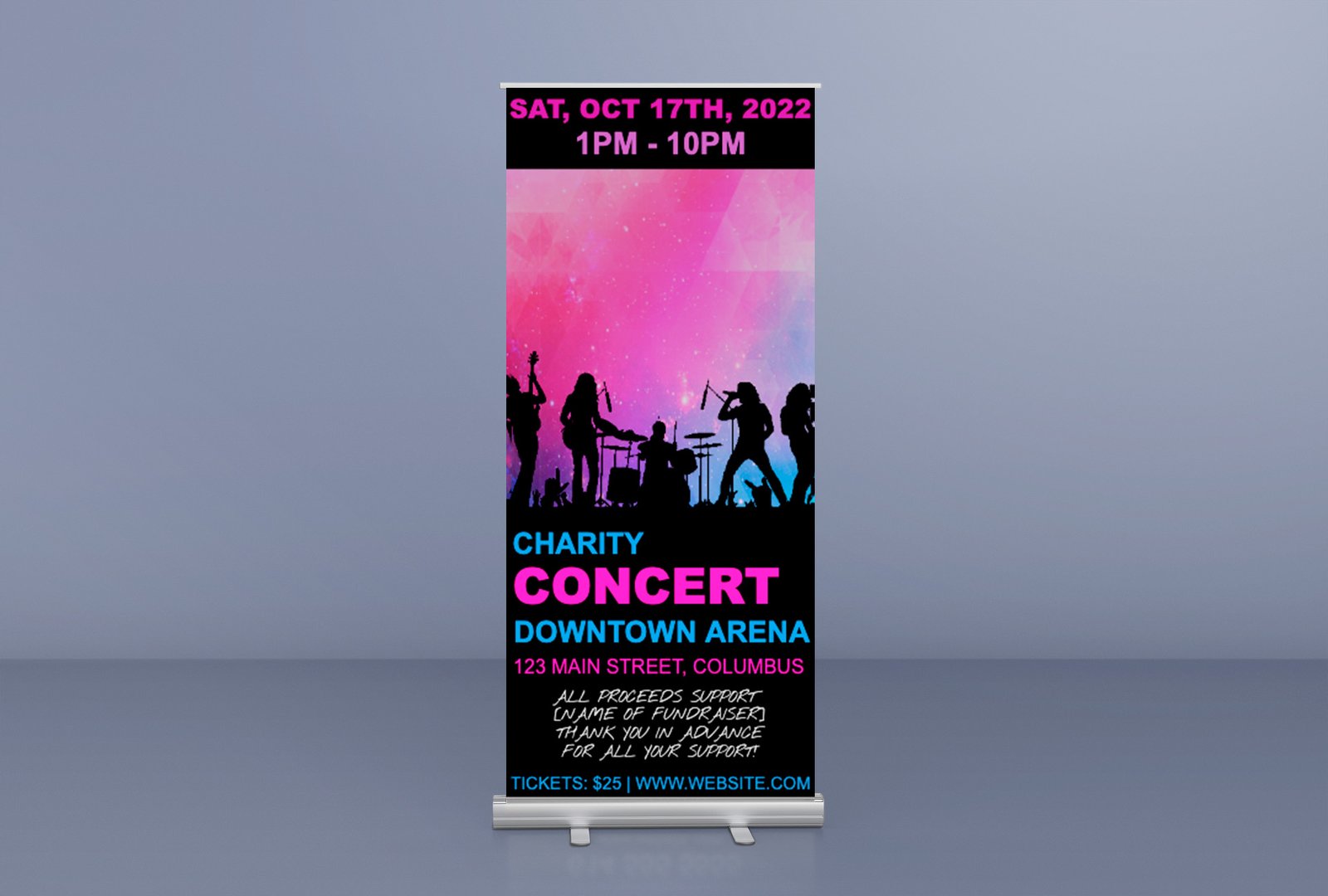 Charity concert retractable banner