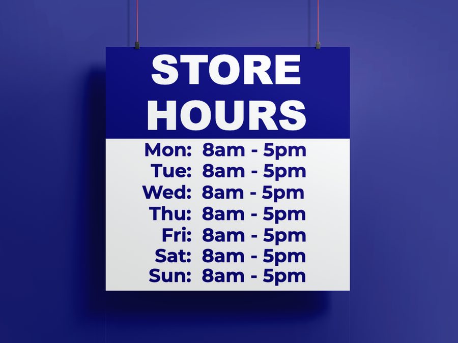 Splotchy sign template: store hours design