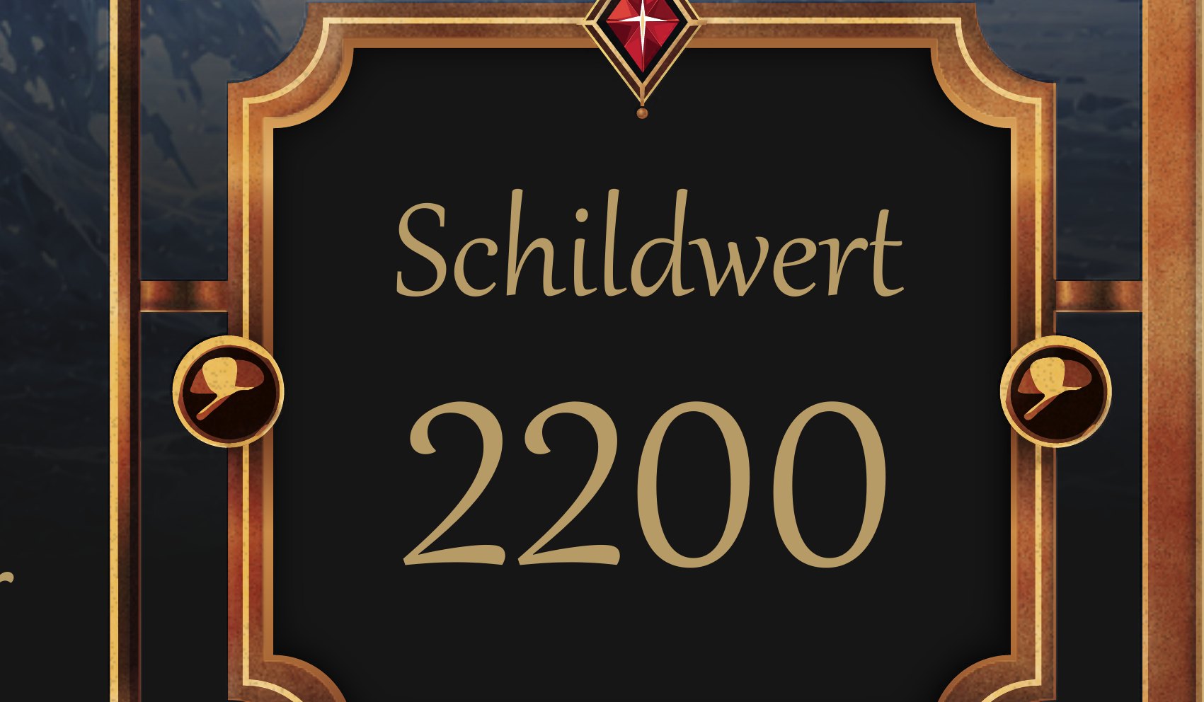 Detail of the Schildwert value cartouche showing 2200 in lining figures